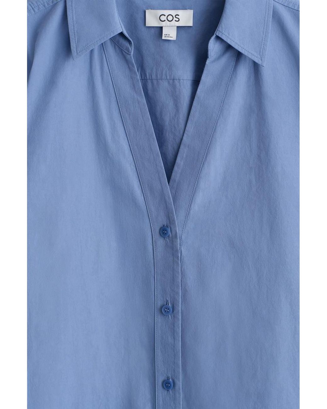 COS Blue Open-Collar Cotton-Poplin Shirt