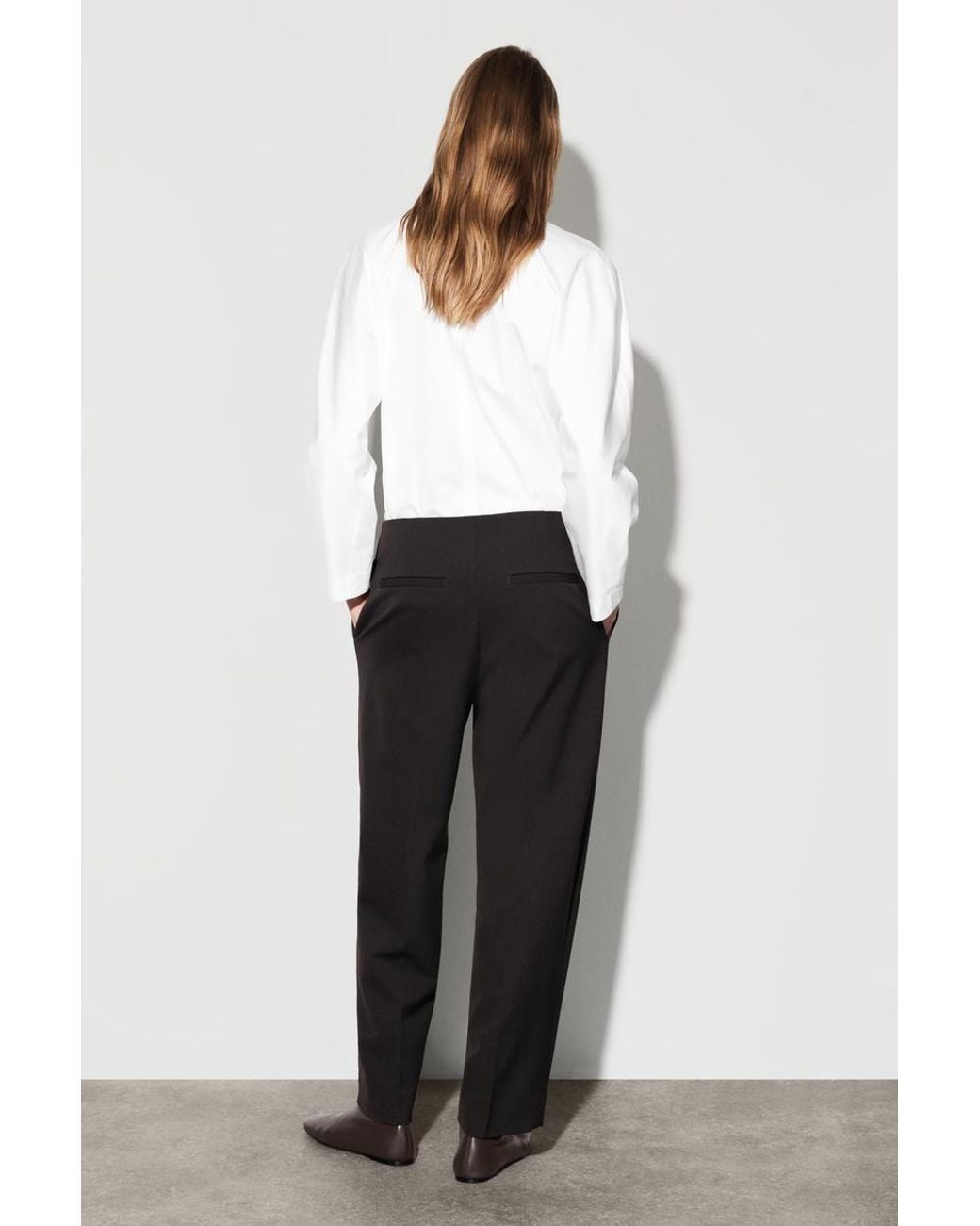 COS Black Wool-Blend Barrel-Leg Pants