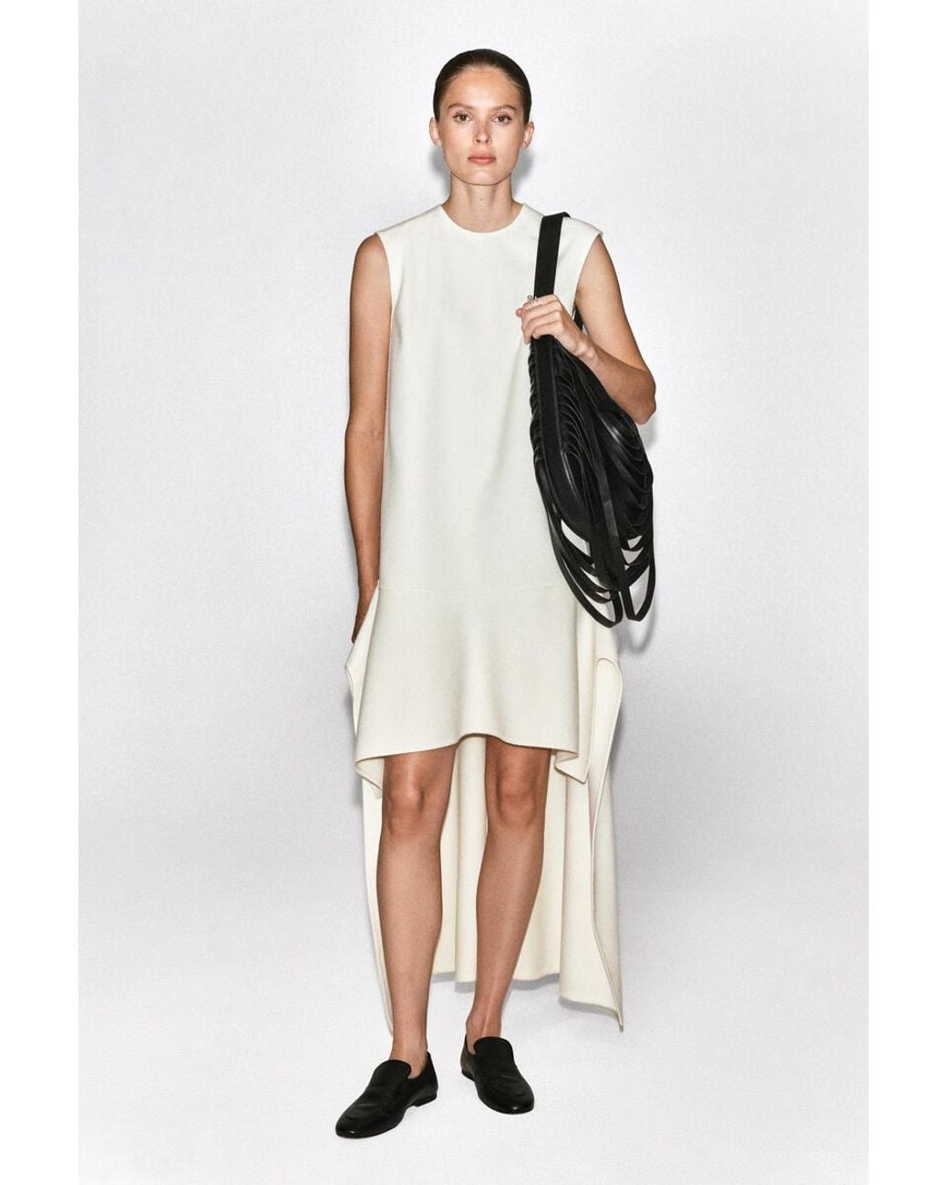 COS Natural Dropped-Waist Double-Faced Wool Dress