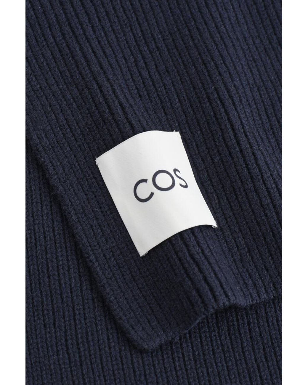 COS Blue Chunky Ribbed Wool Scarf