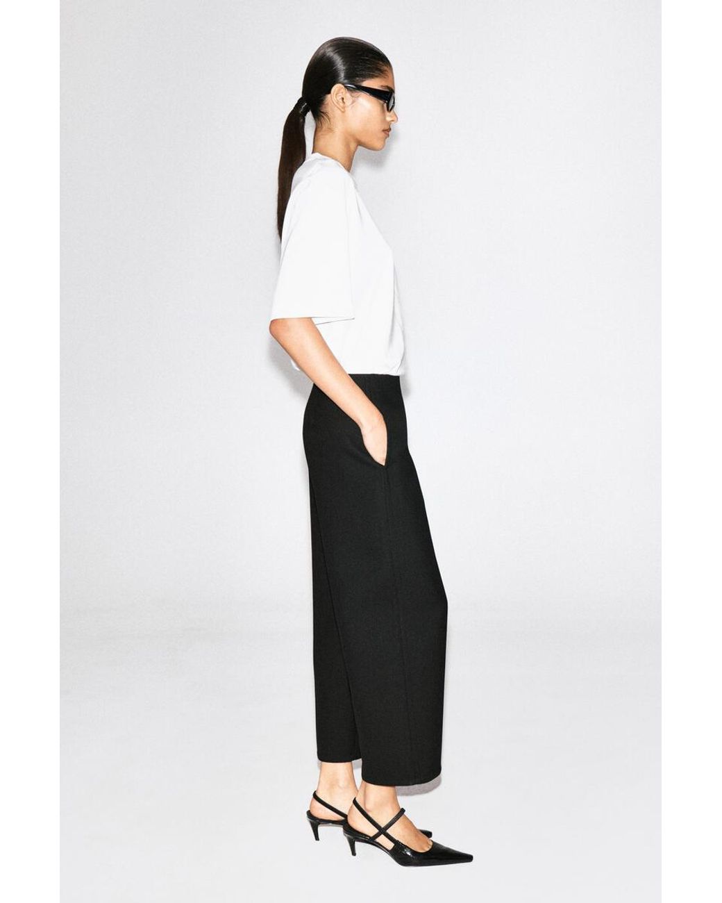 COS Black Double-Faced Barrel-Leg Pants