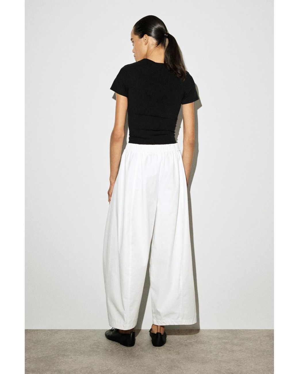 COS White Elasticated Barrel-Leg Trousers