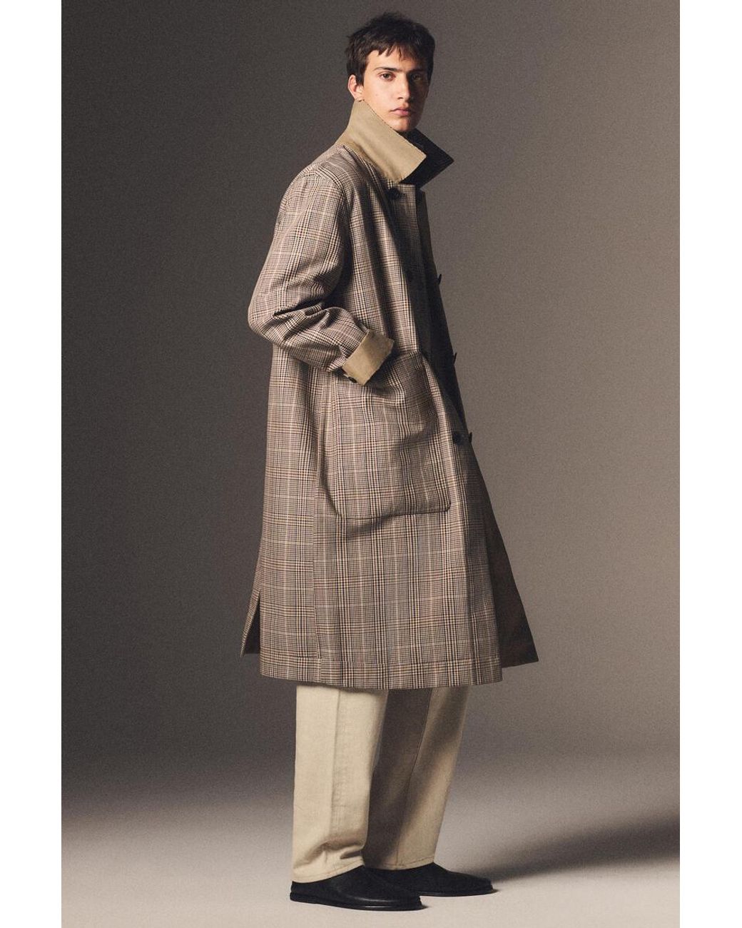 COS Natural Reversible Checked Car Coat for men