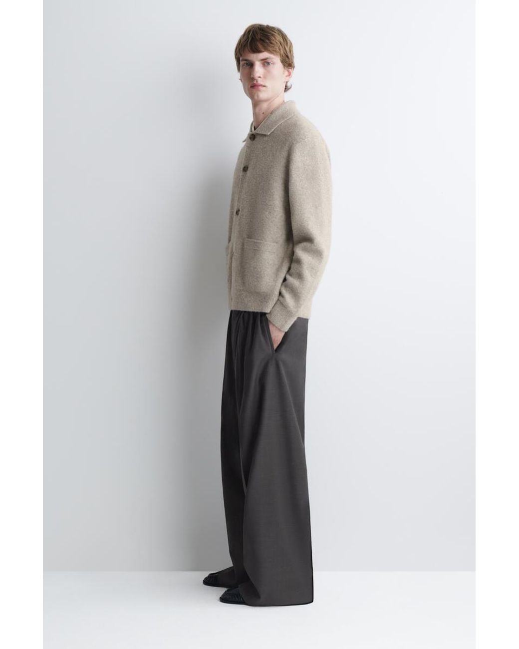 COS Natural Textured Collared Cardigan for men