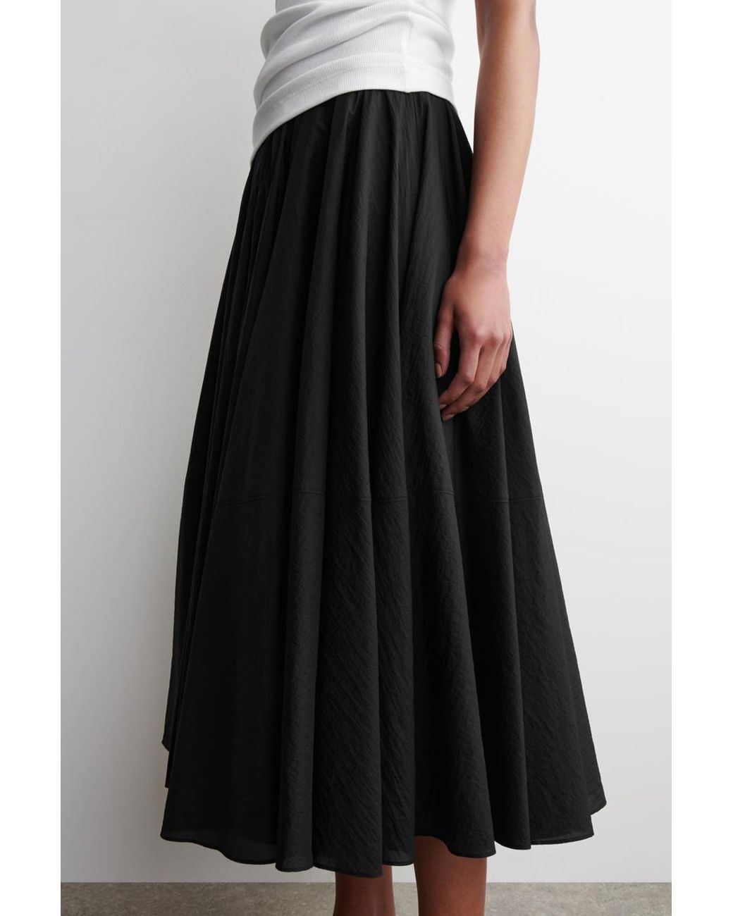 COS Black Circle-Cut Midi Skirt