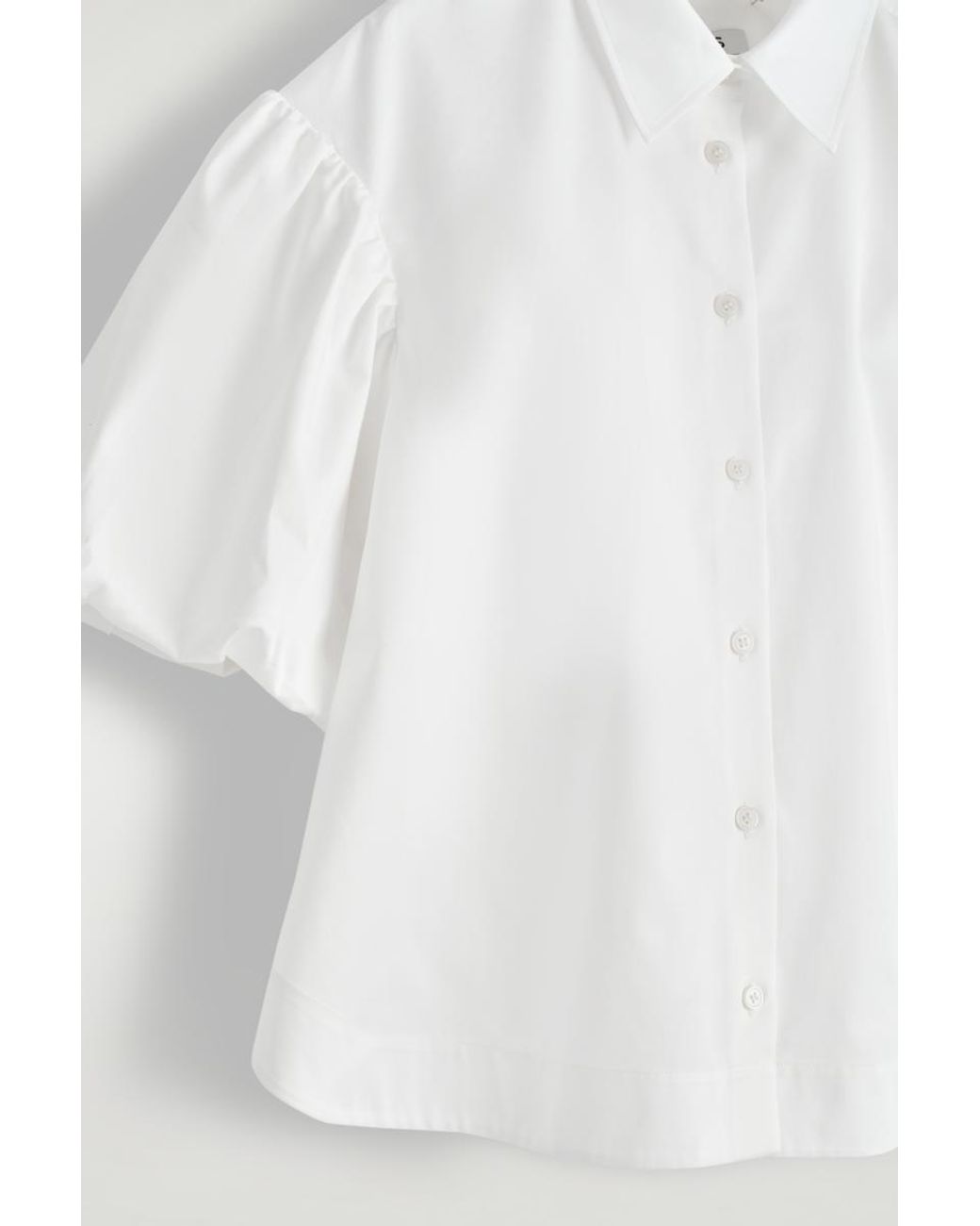 COS White Puff-Sleeve Cotton Shirt