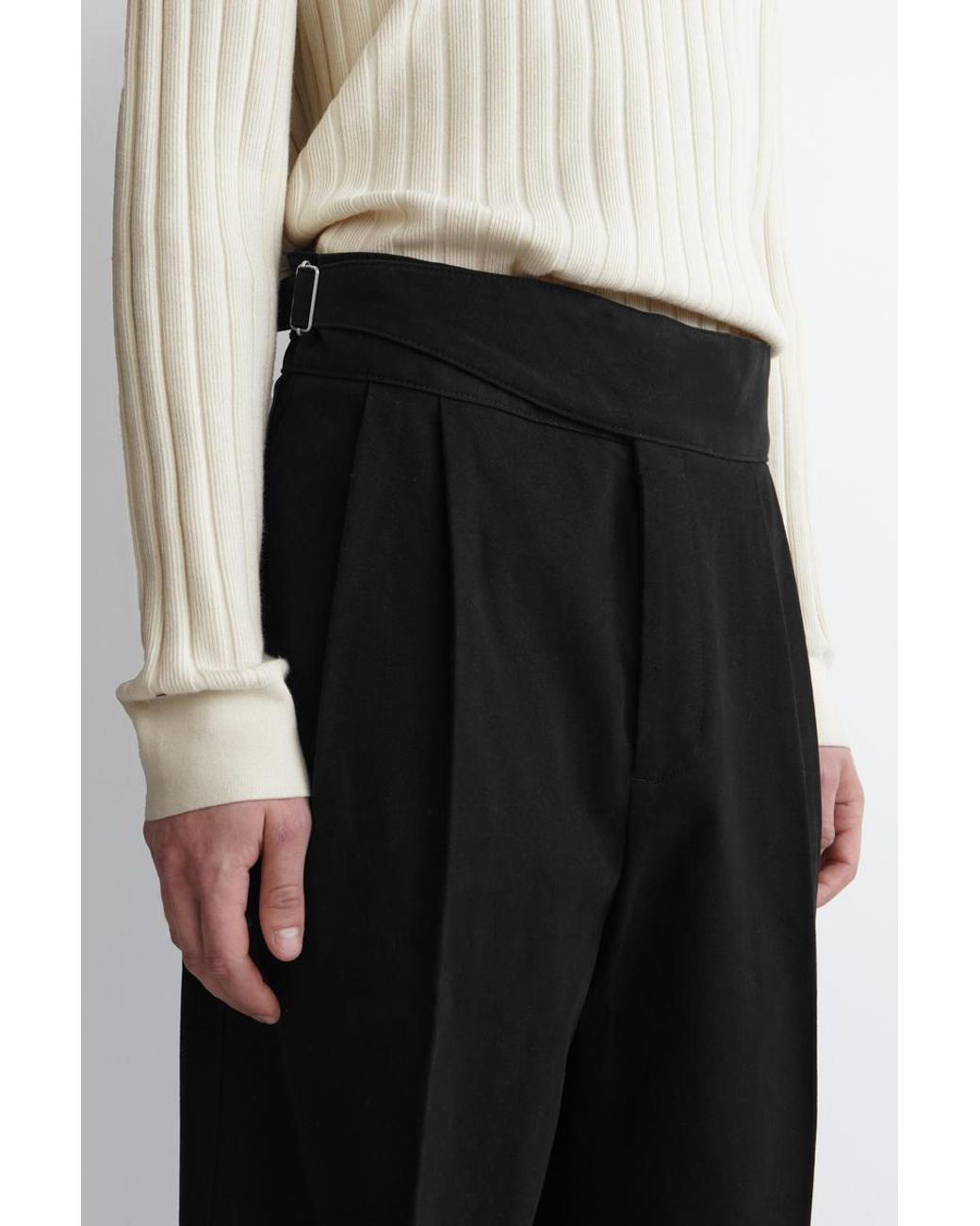 COS Belt-Detail Pleated Wide-Leg Pants in Black for Men | Lyst