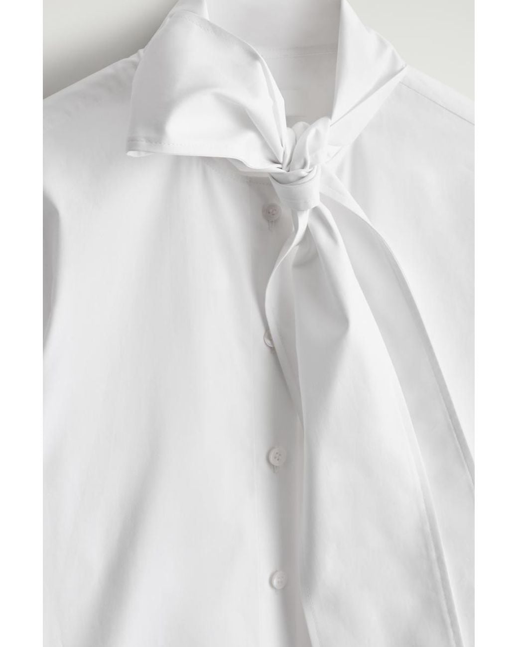 COS White Bow-Detail Cotton Blouse