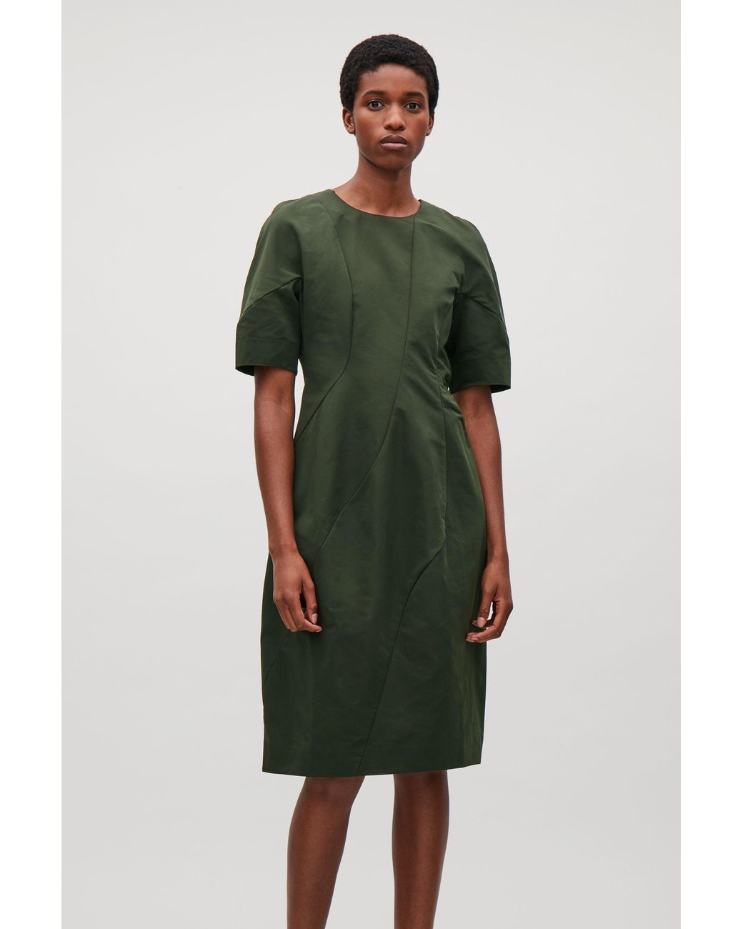 COS Dress With Voluminous Sleeves in Green | Lyst UK