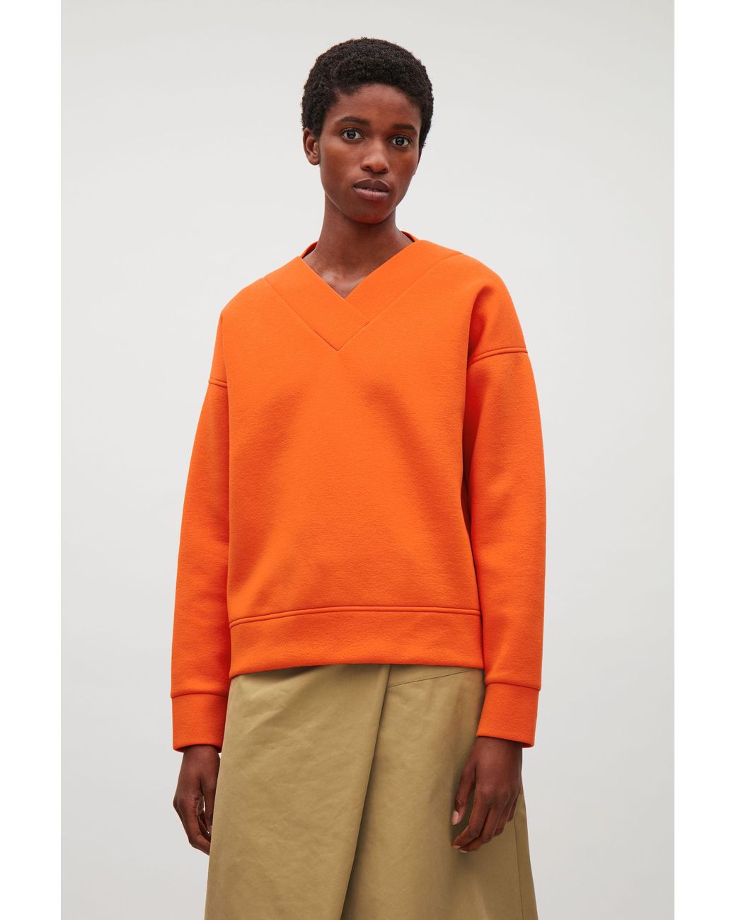 Orange v neck jumper hot sale