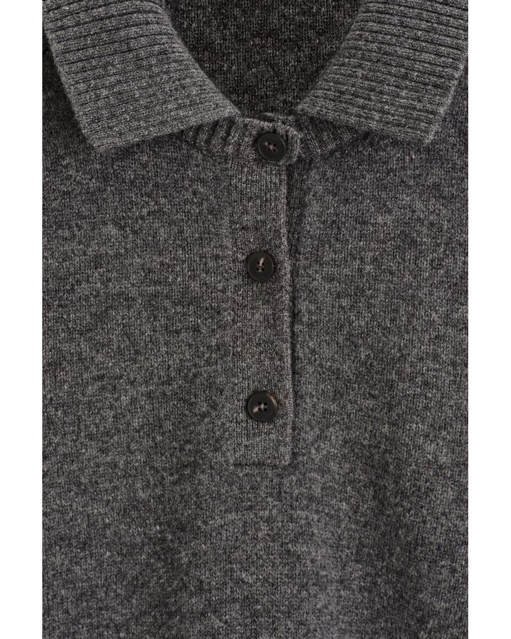 COS Gray Merino Wool Polo Shirt