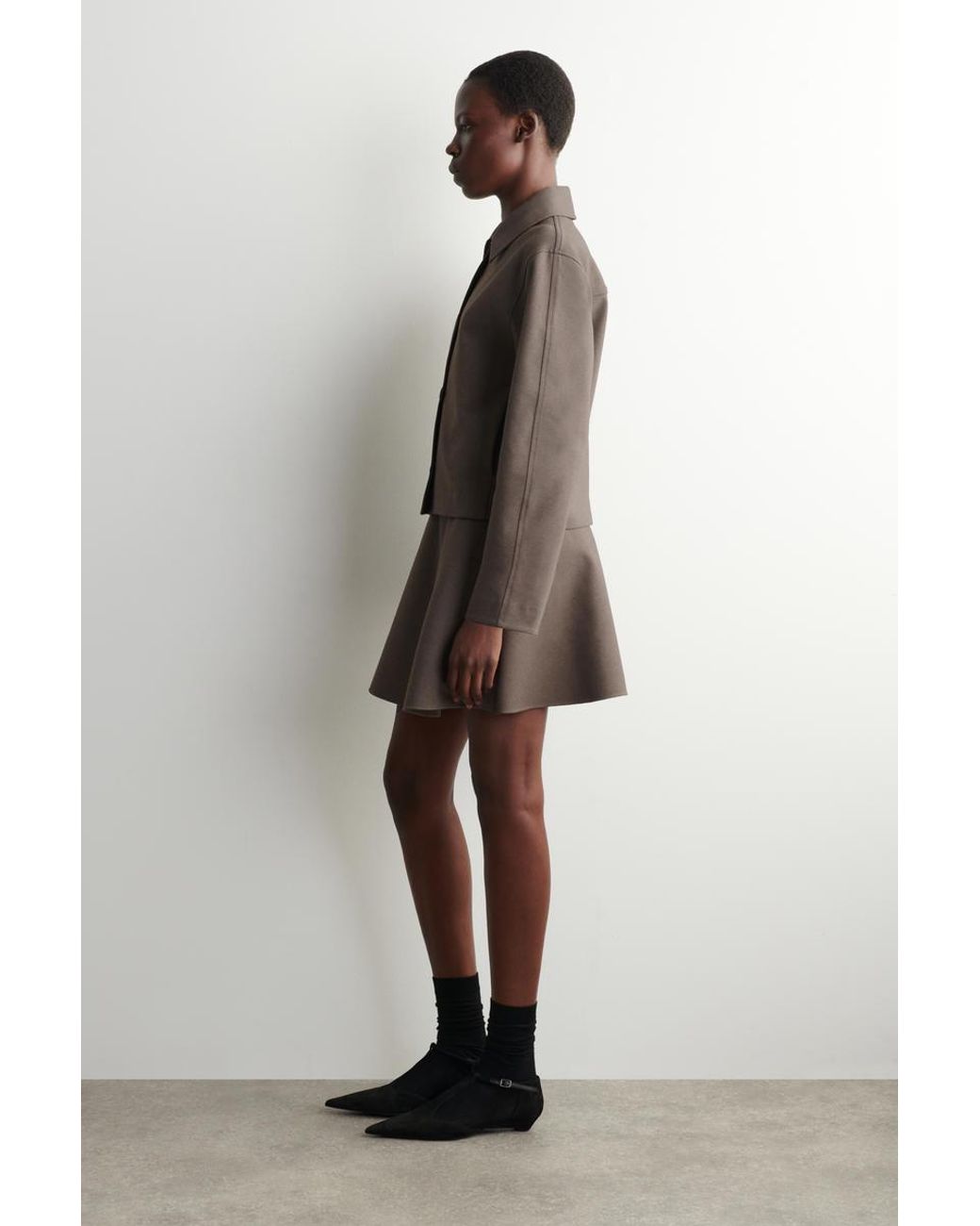 COS Brown Rounded Jersey Jacket