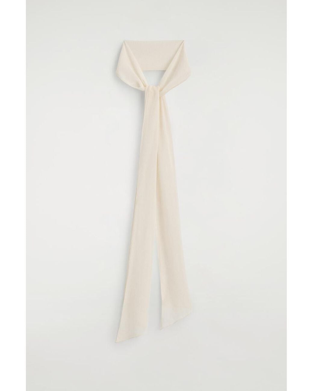 COS White Slim Sheer Silk Scarf