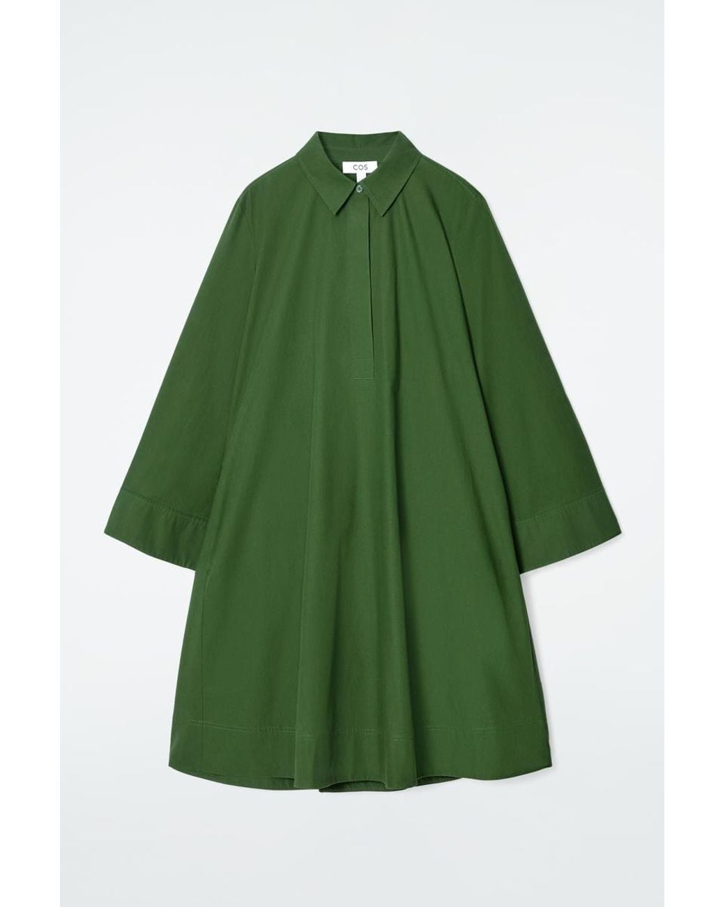 cos green shirt dress Long-sleeved A-line in Polka dot
