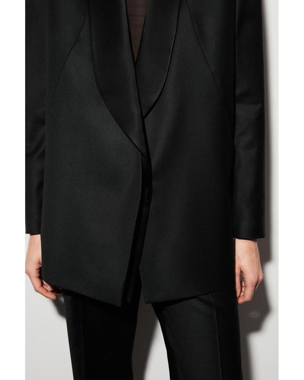 COS Black Wool-Satin Tuxedo Blazer