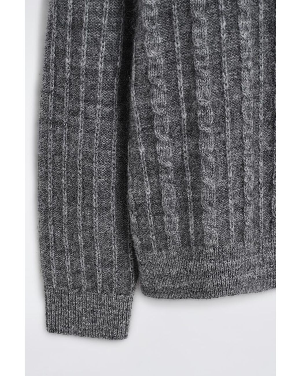 COS Gray Cable-Knit Sweater for men