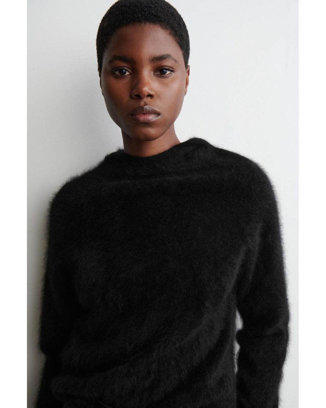 COS Black Brushed-Cashmere Hoodie