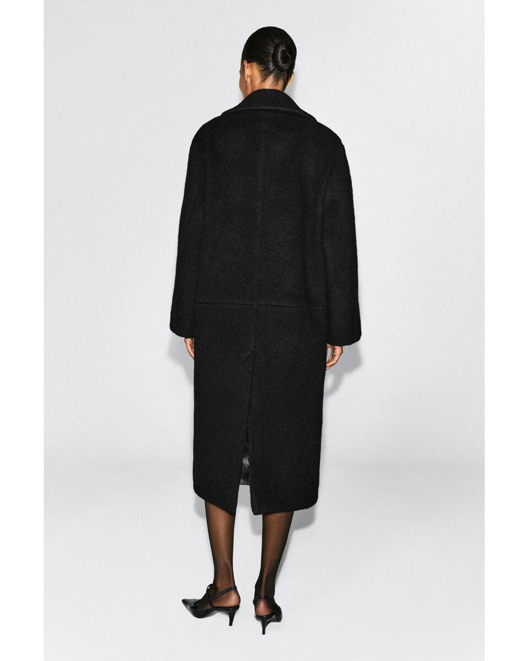 COS Black Brushed Wool Maxi Coat