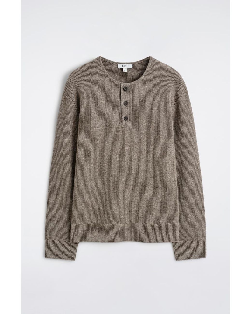 COS Knitted Merino-Yak Henley Top in Brown for Men | Lyst