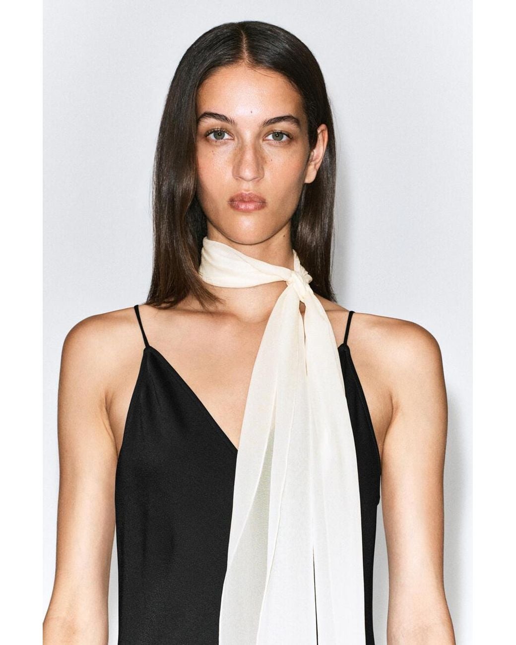 COS White Slim Sheer Silk Scarf