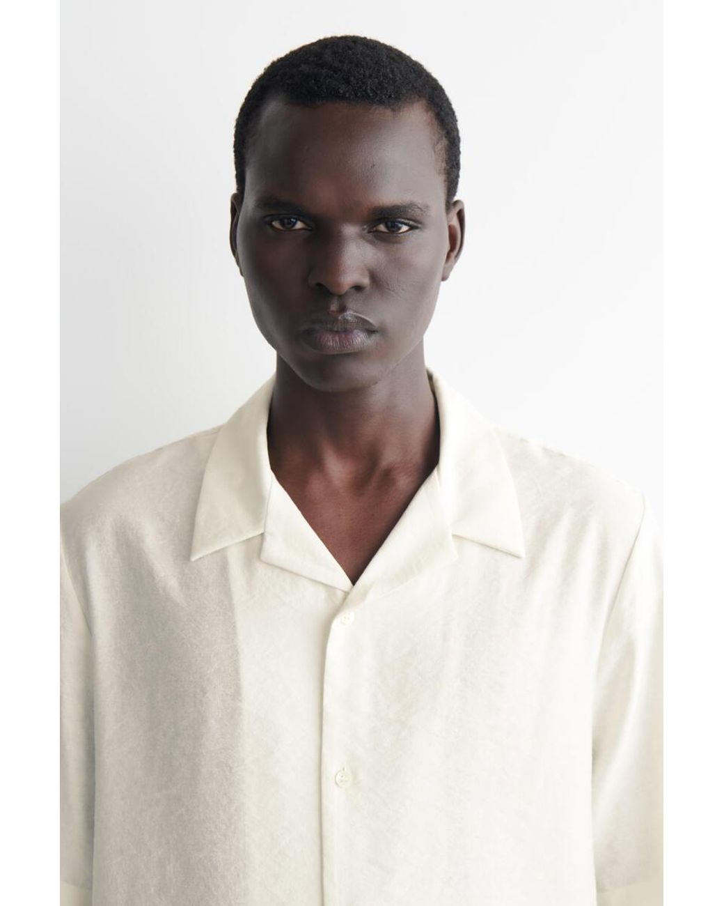 COS Blue Camp-collar Linen Shirt for men
