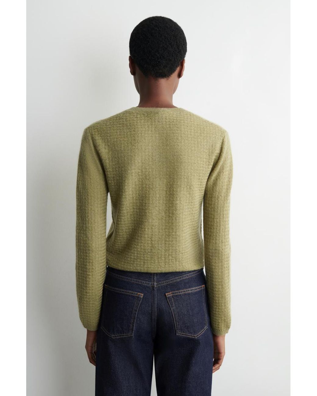 COS Green Zigzag-Knit Mohair-Blend Cardigan