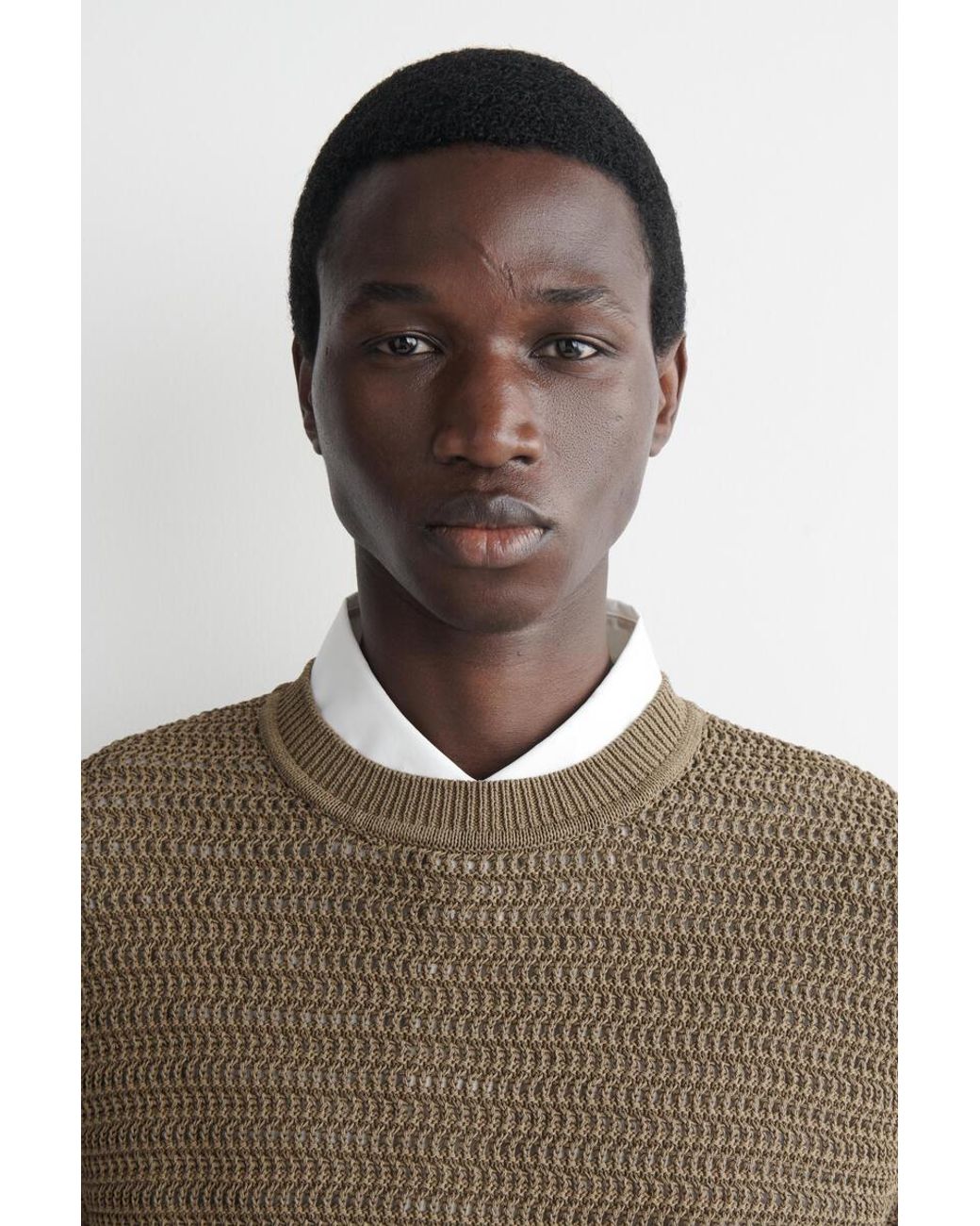 COS Natural Open-Knit T-Shirt for men