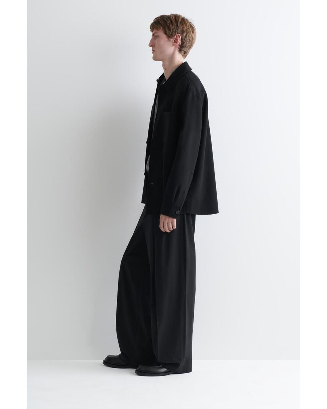 COS Black Double-Faced Wool Overshirt for men