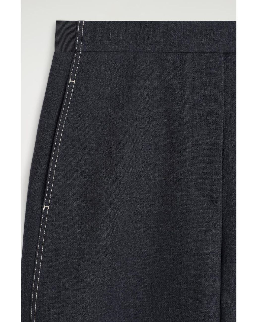 COS Blue Topstitched Barrel-Leg Pants