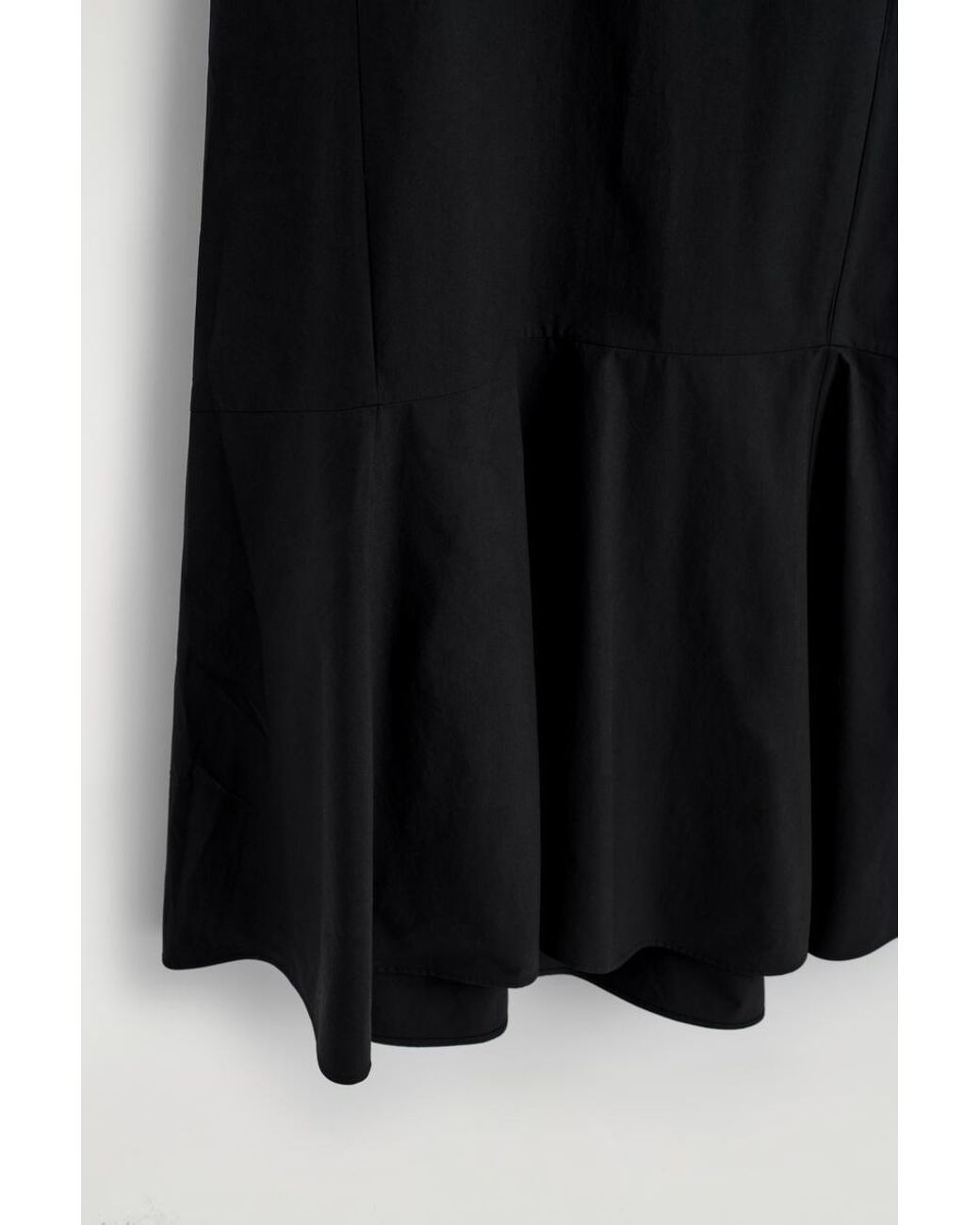 COS Black Dropped-Hem Cotton Midi Dress