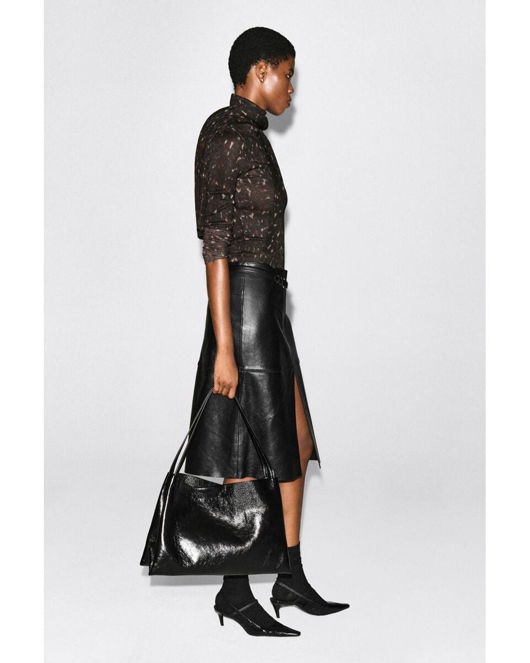 COS Black Merino Wool High-Neck Top