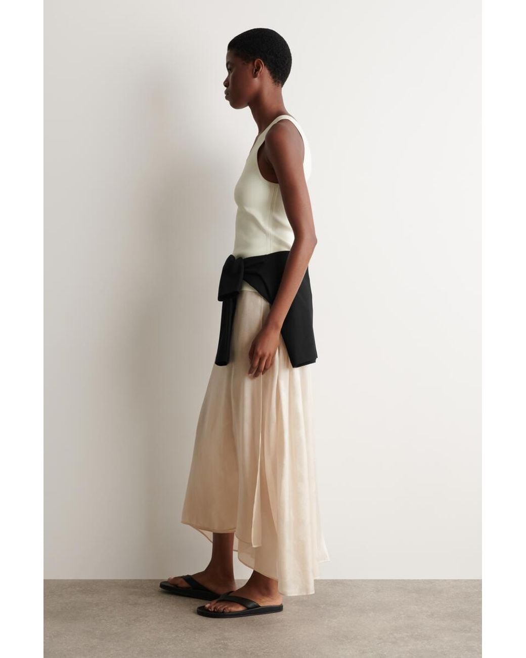 COS Natural Jacquard Handkerchief Midi Skirt