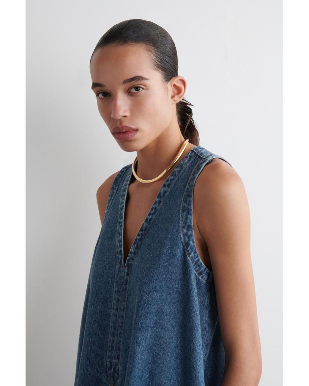 COS Denim A-Line Mini Dress in Blue | Lyst