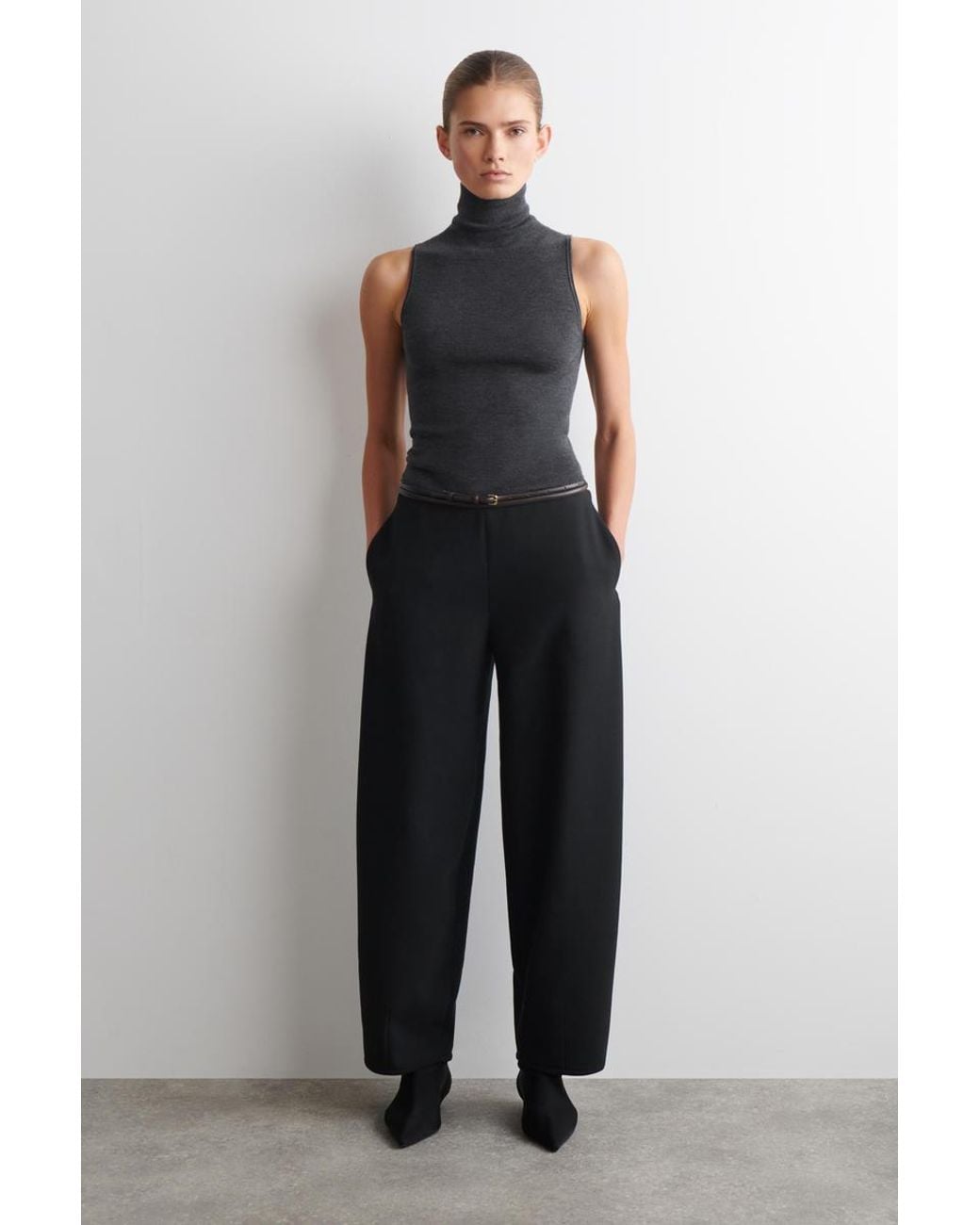 COS Black Seamless Merino Wool Turtleneck Top