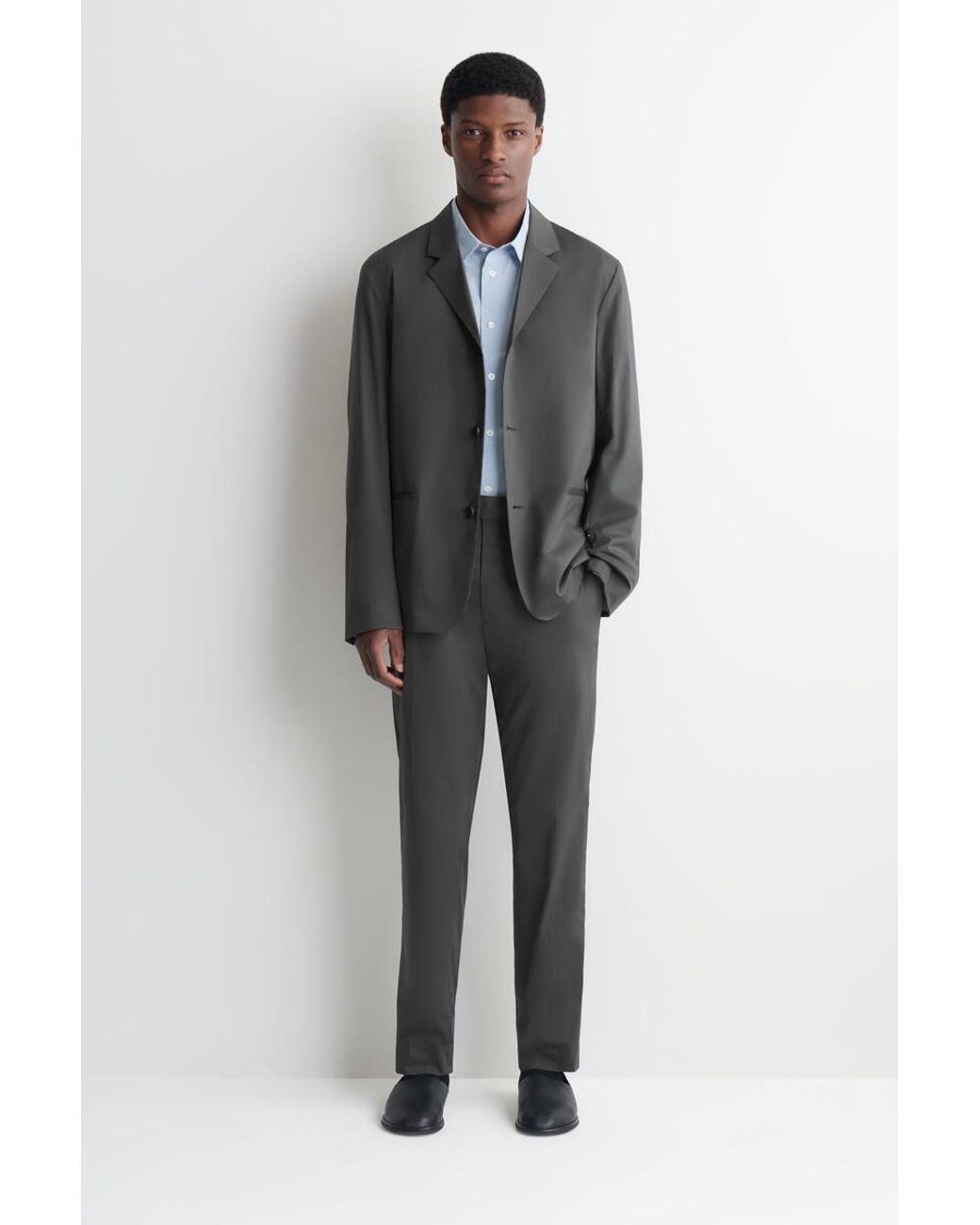 COS Black Unstructured Slim Cotton Blazer for men