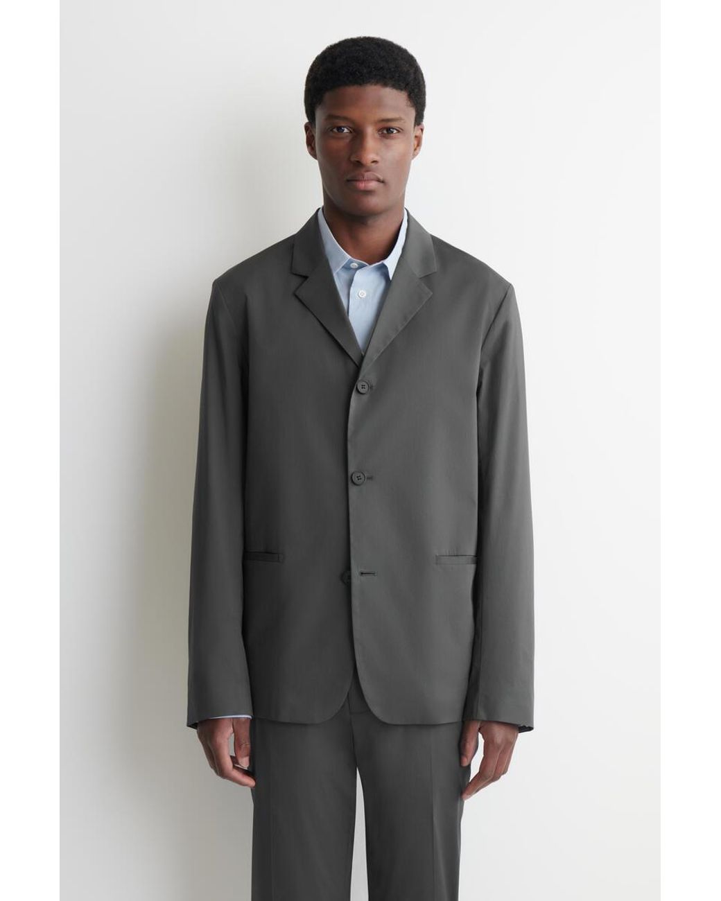 COS Black Unstructured Slim Cotton Blazer for men