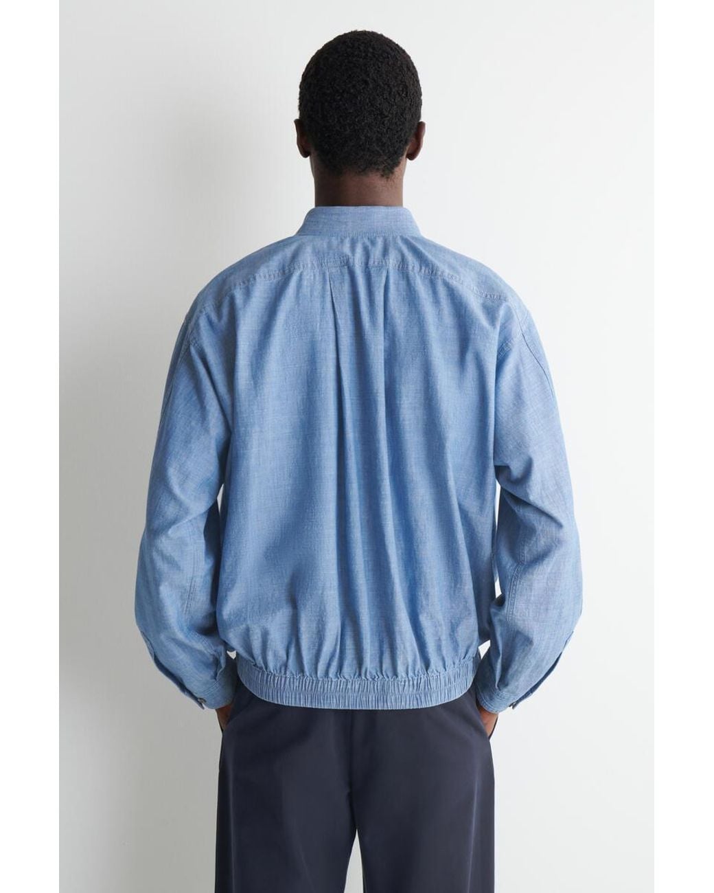 COS Blue Bomber-Style Denim Shirt for men