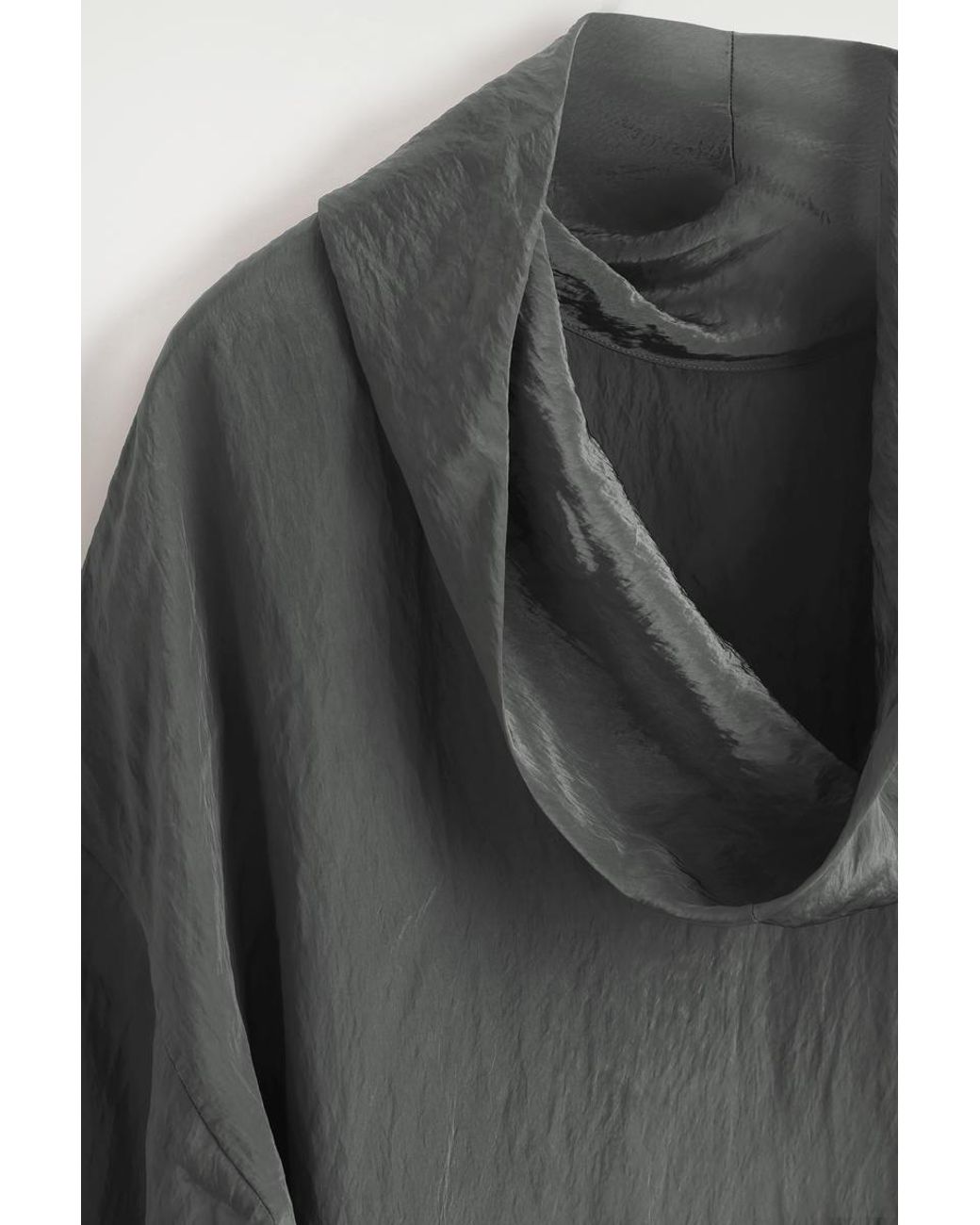 COS Gray Crinkled-Satin Mini Dress