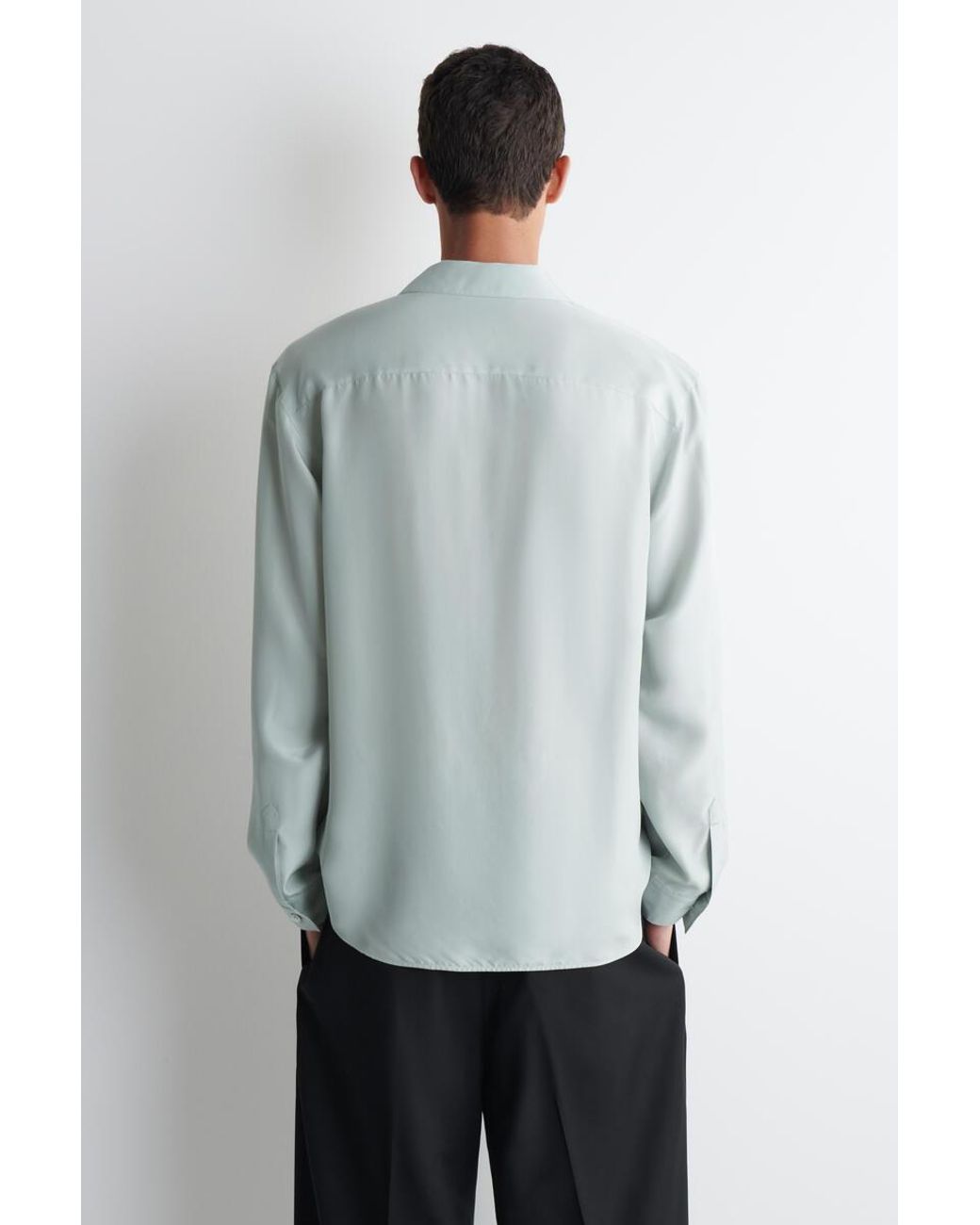 COS Blue Silk Camp-Collar Shirt for men