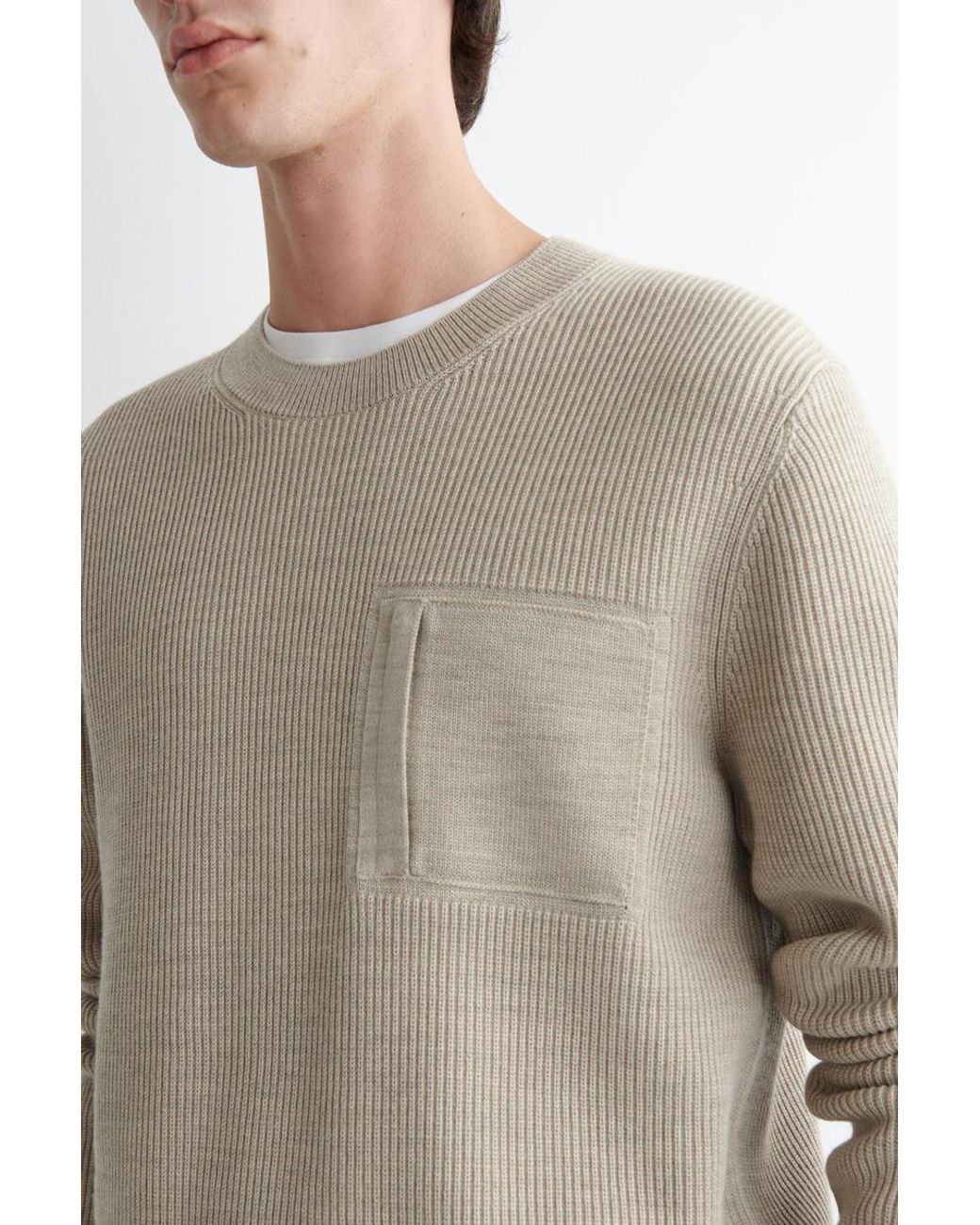 COS Natural Pocket-Detail Wool Crew-Neck Sweater for men