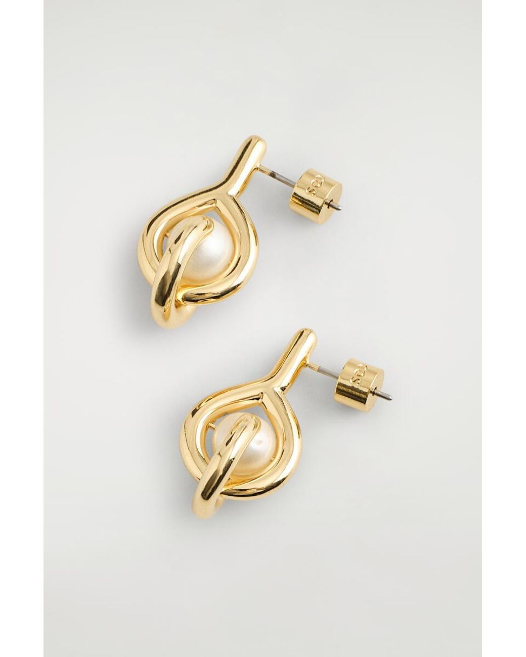 COS Metallic Sculptural Pearl Earrings