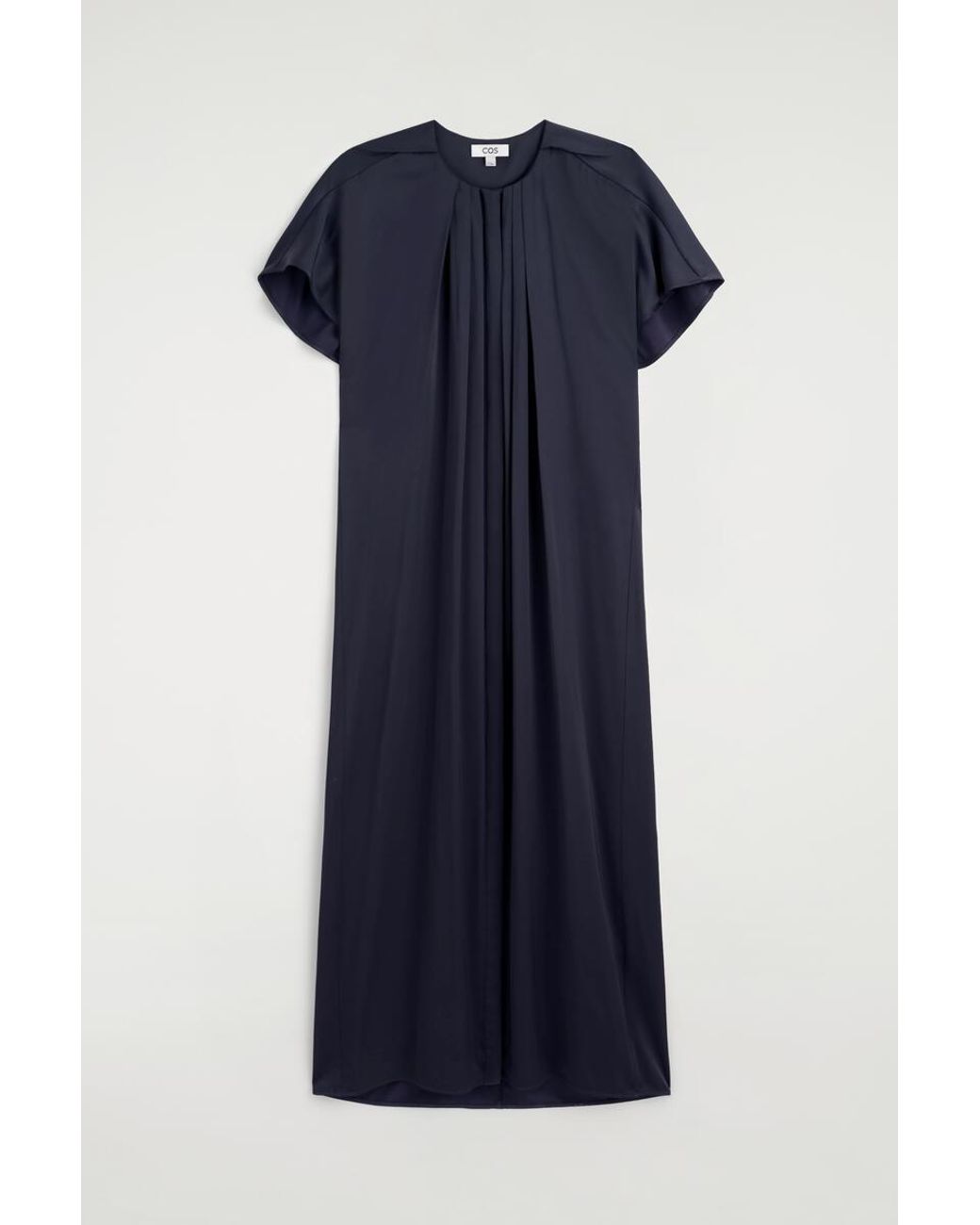 COS Blue Pleated Satin Midi Dress