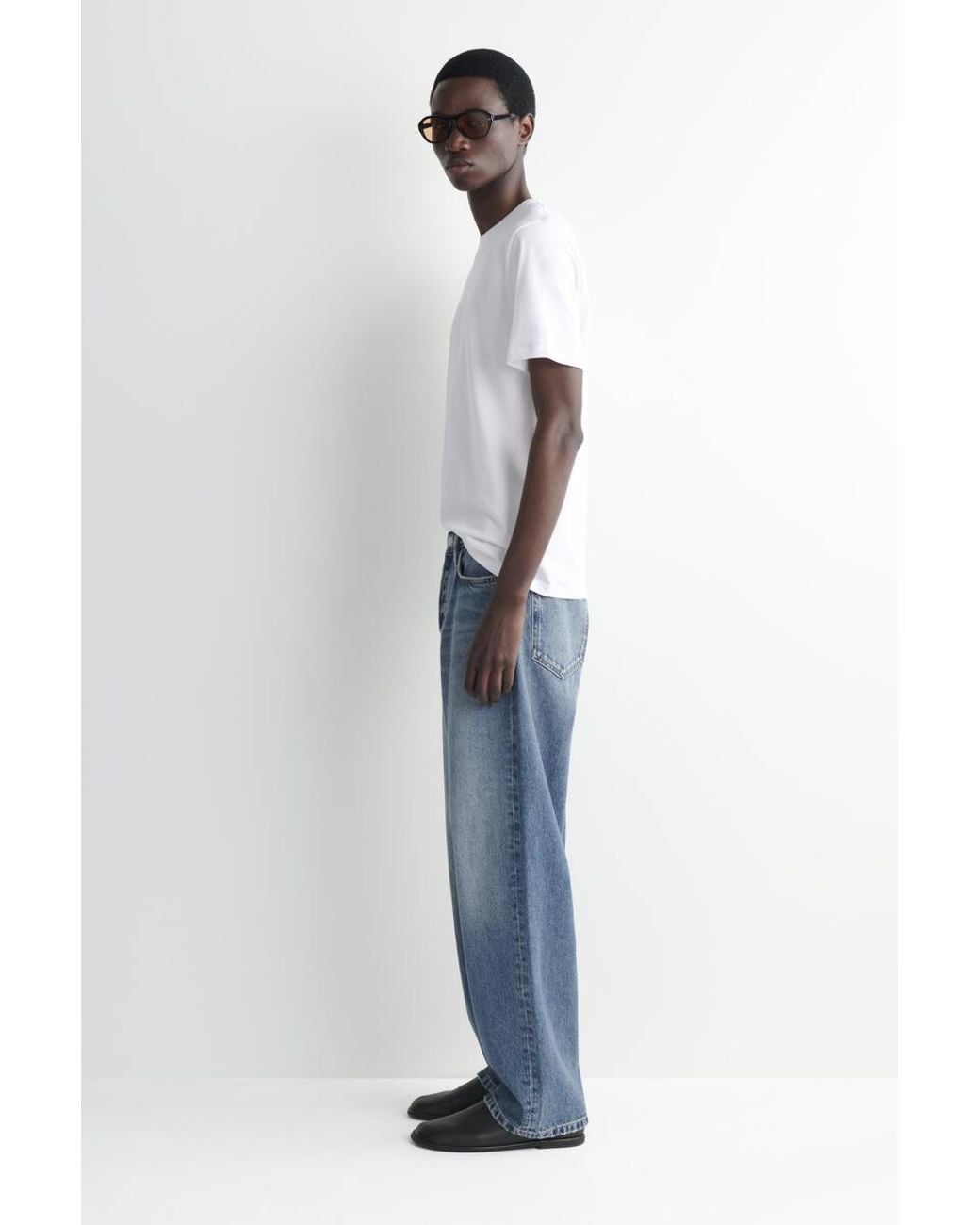 COS White Cotton Crew-Neck T-Shirt for men
