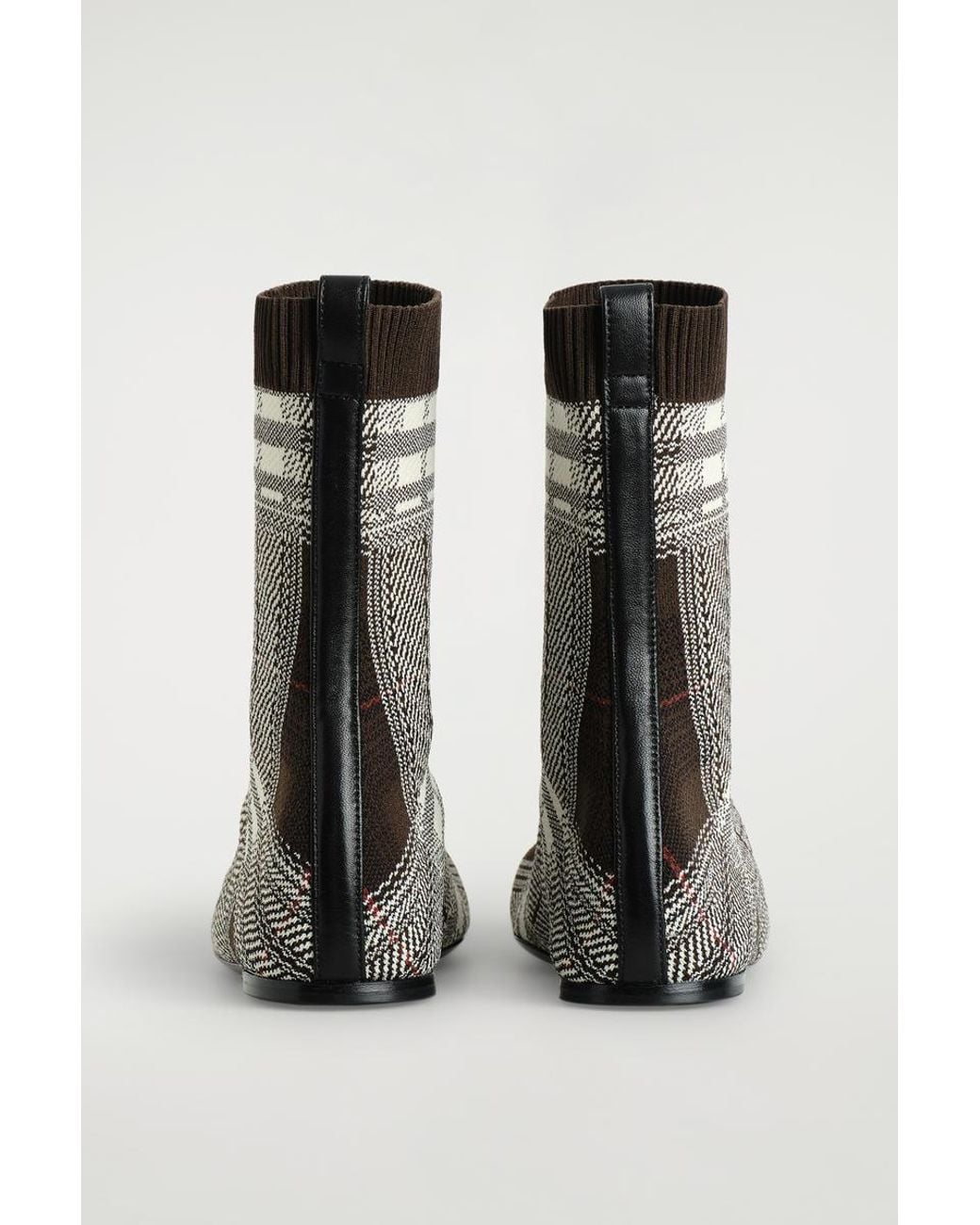 COS White Checked Knitted Sock Boots