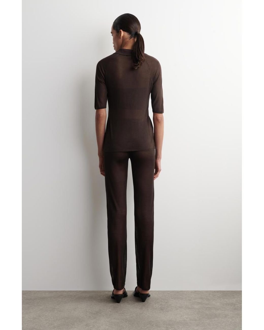 COS Black Seamless Sheer Knitted Silk Pants
