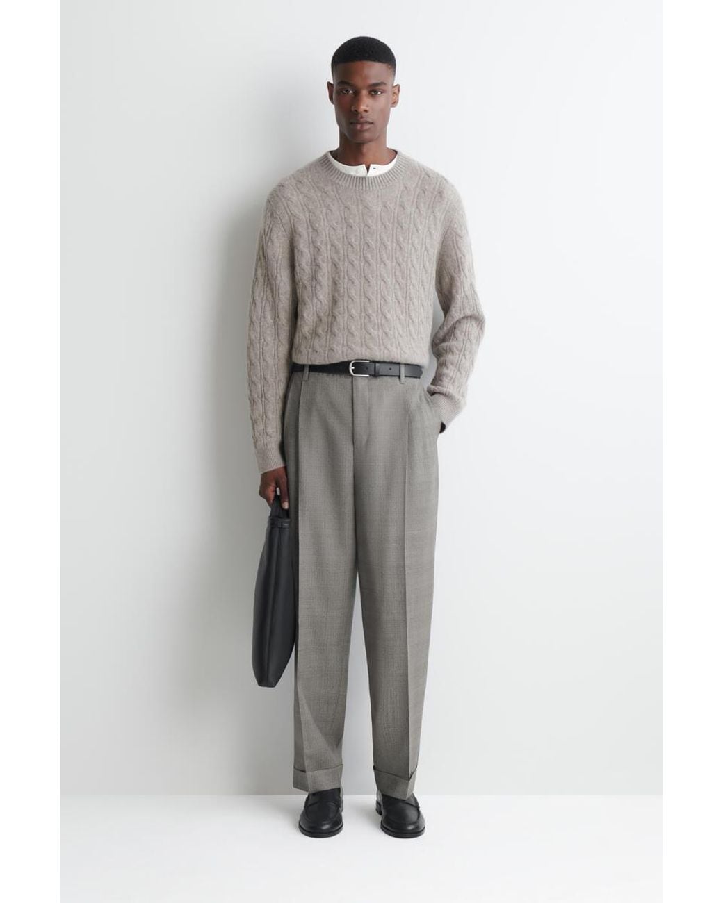 COS White Cable-Knit Pure Cashmere Crew-Neck Sweater for men