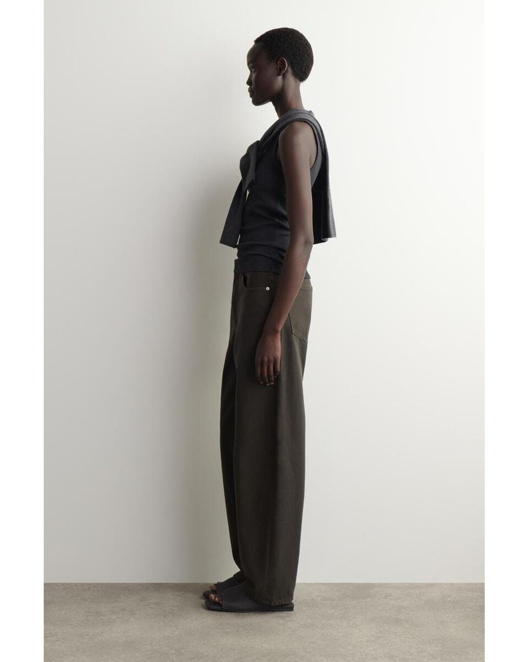 COS Black Ribbed Cotton Tank Top