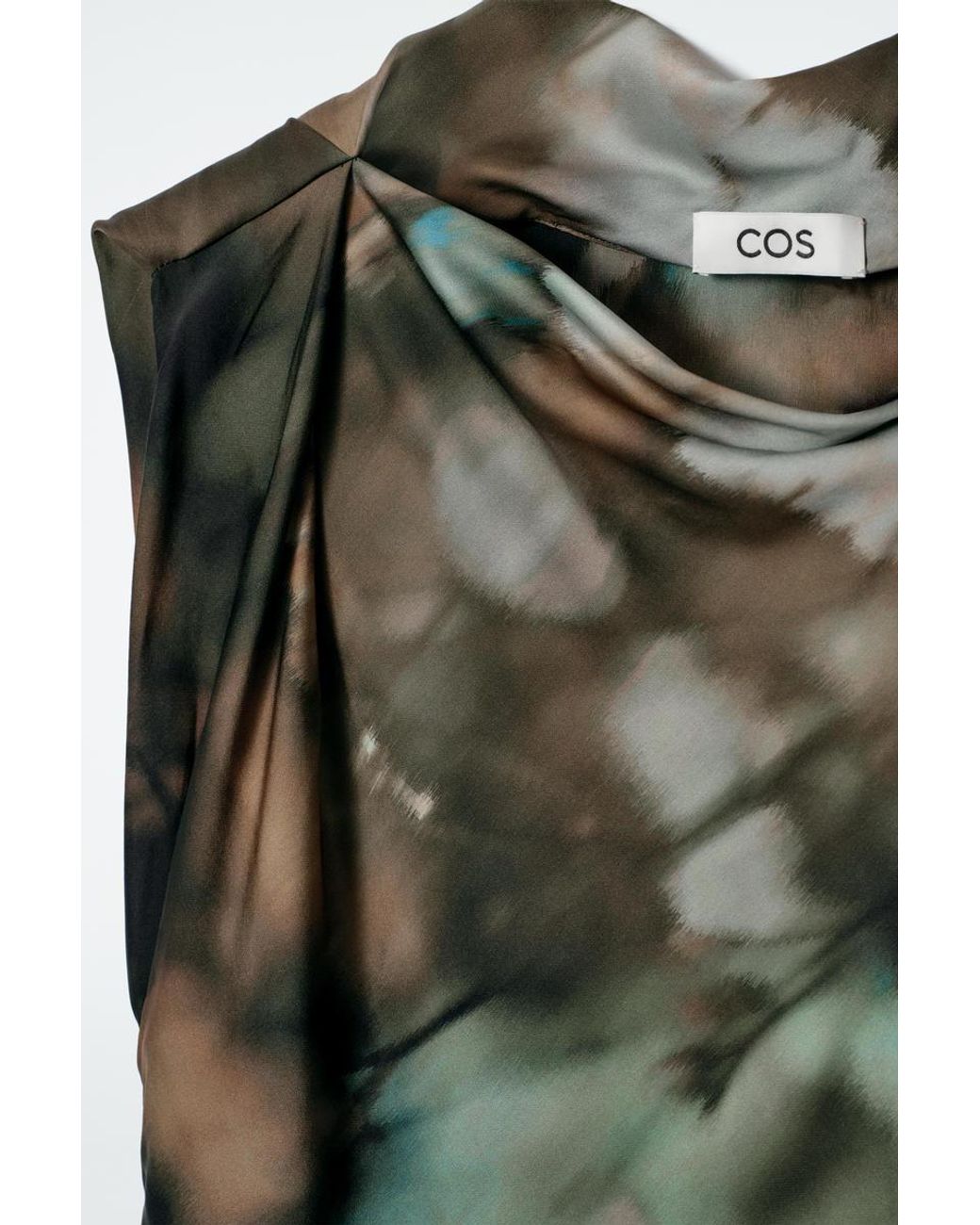 COS Printed Draped Silk Dress in Green | Lyst COS Printed Draped Silk Dress in Green | Lyst