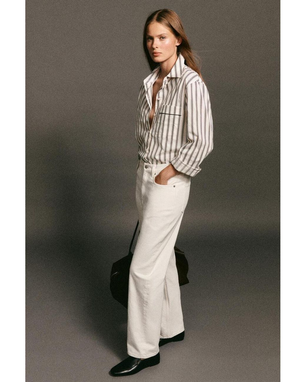 COS White Chord Straight-Leg Jeans