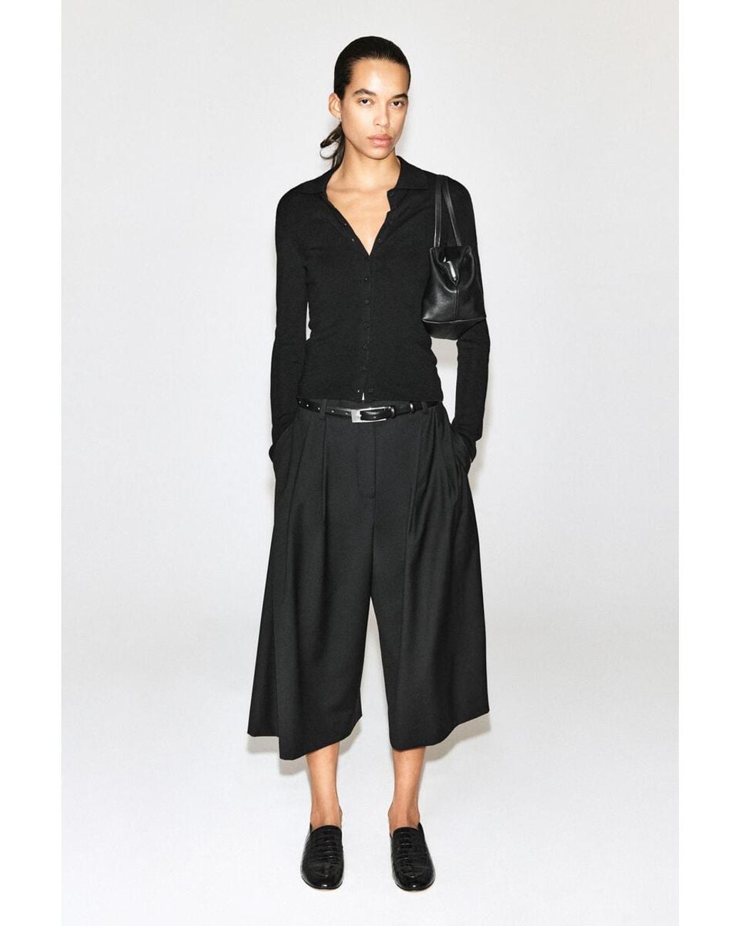 COS Black Seamless Merino Wool Shirt